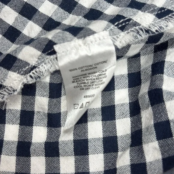 Ann Taylor LOFT Gingham Plaid Surplice V-Neck Wrap Woven Blouse Preppy Navy XS - Picture 9 of 10